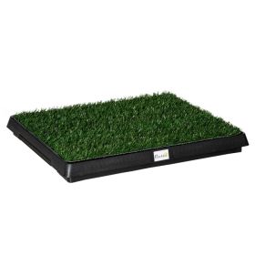 Dog Grass Pad with Tray, Artificial Grass for Dogs, Doggy Bathroom Toilet Potty Tray Indoor Outdoor Puppy Potty Training (51 x 63 CM) (Option: Green)
