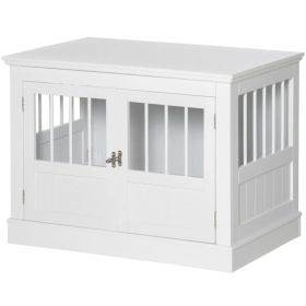31" Dog Crate Furniture End Table with Three Doors for Small Dogs, White (Option: WHITE)