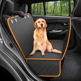Dog Car Seat Cover View Mesh Pet Carrier Hammock Safety Protector Car Rear Back Seat Mat With Zipper And Pocket For Travel (Option: Orange)