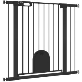 30"-41" Extra Wide Pet Gate Barrier with Small Door, 35"H Dog Gate with Safety Gate Barrier, Stair Pressure Fit, Black (Option: Black)