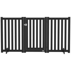 3-Panel Foldable Dog Gate with Feet for Medium Dogs and Below, Black (Option: Black)