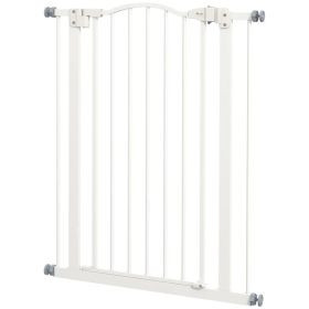 Extra Tall Dog Gate with Door, Pressure Fit, Auto Close, Double Locking for Doorways Hallways Stairs, 29"-32", White (Option: WHITE)