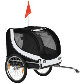 Dog Bike Trailer, Pet Cart Bicycle, Wagon Cargo Carrier Attachment with Hitch, Reflectors, Flag for Medium Dogs, Pet Wheelchair for Travelling, W (Option: Black)