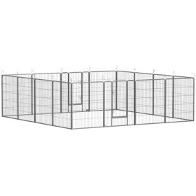 16 Panel 39" Height Heavy Duty Dog Playpen for Small Medium Large Dogs, Grey (Option: Grey)