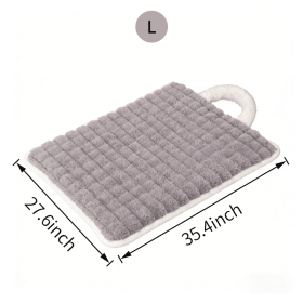 Washable Dog Mat with Carry Handle, Soft Plush Quilted Dog Bed Mat, Portable Crate Pad and Kennel Liner for Floor, Sofa, Car and Travel (Color: Grey, size: L)